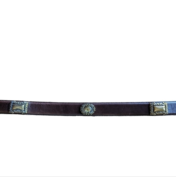 😄 Fossil brown genuine leather belt with silver hardware and design sz L - Picture 8 of 10